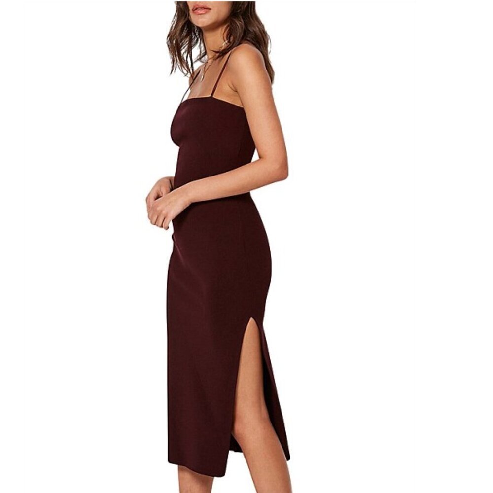 bec + bridge Wine Spaghetti-Strap Midi Slip Dress with Side Slit